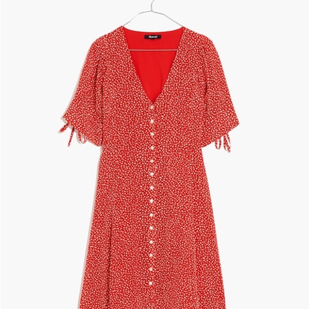 Madewell Petite Silk Button-Front Mini Dress in Park Picnic Size 0